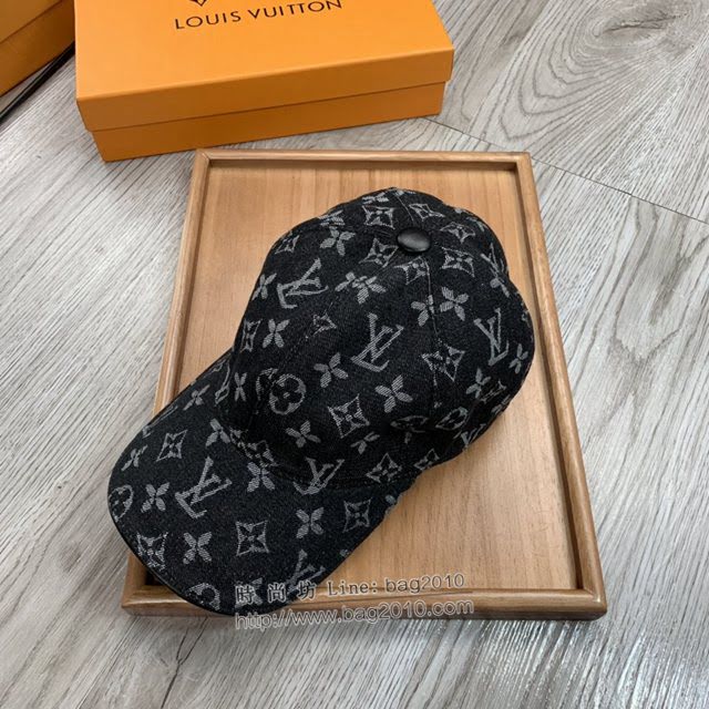 LV男女同款帽子 路易威登水洗牛仔印花棒球帽鴨舌帽  mm1763